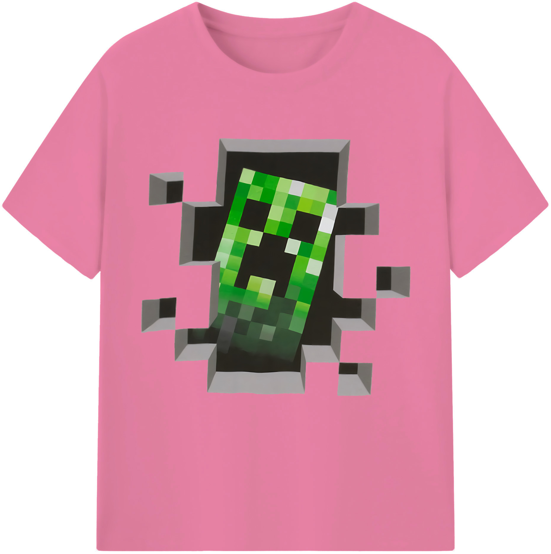 （画像用） マインクラフト ブロックの世界 Minecraft MC Block world 綿100％半袖Tシャツ（フロントプリント）